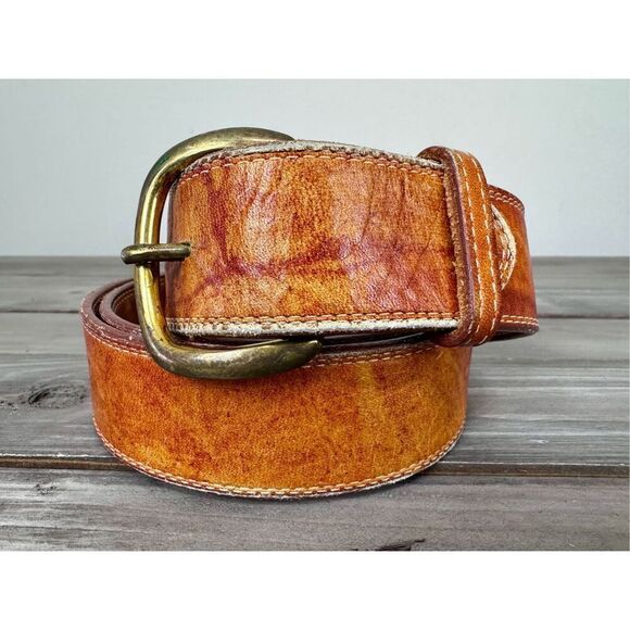 Justin Top Grain Cowhide Light Tan Made In USA 613A Unisex Western Belt - Picture 2 of 9
